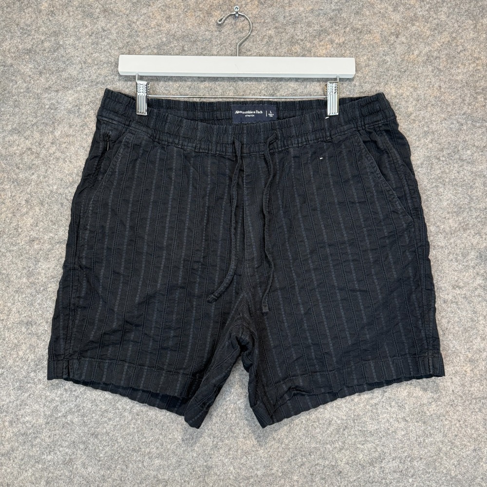 Abercrombie & Fitch Linen Blend Drawstring Shorts Mens Large Dark Gray 6" Ins
